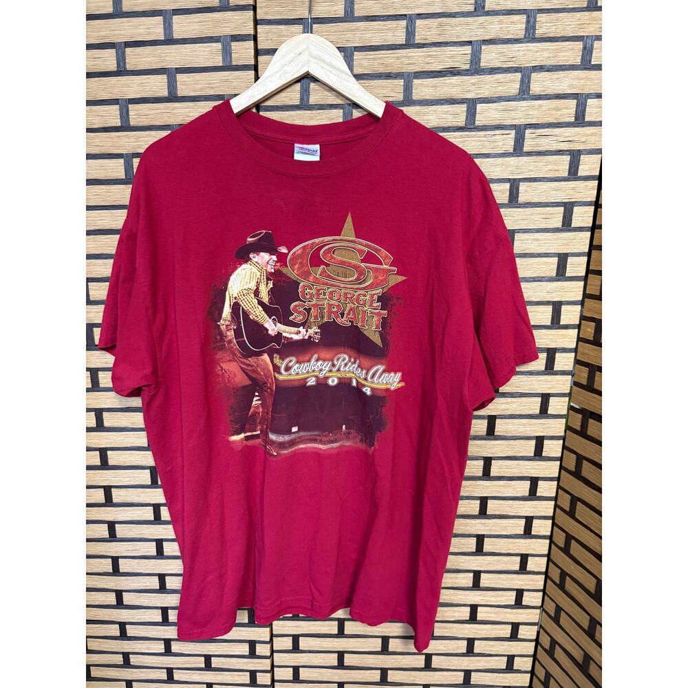 George Strait Cowboy Rides Away 2014 Red‎ Tee Size XL